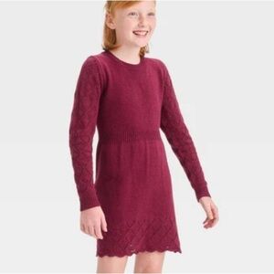 Cat & Jack Burgundy/Metallic Sweater Dress Various Sizes